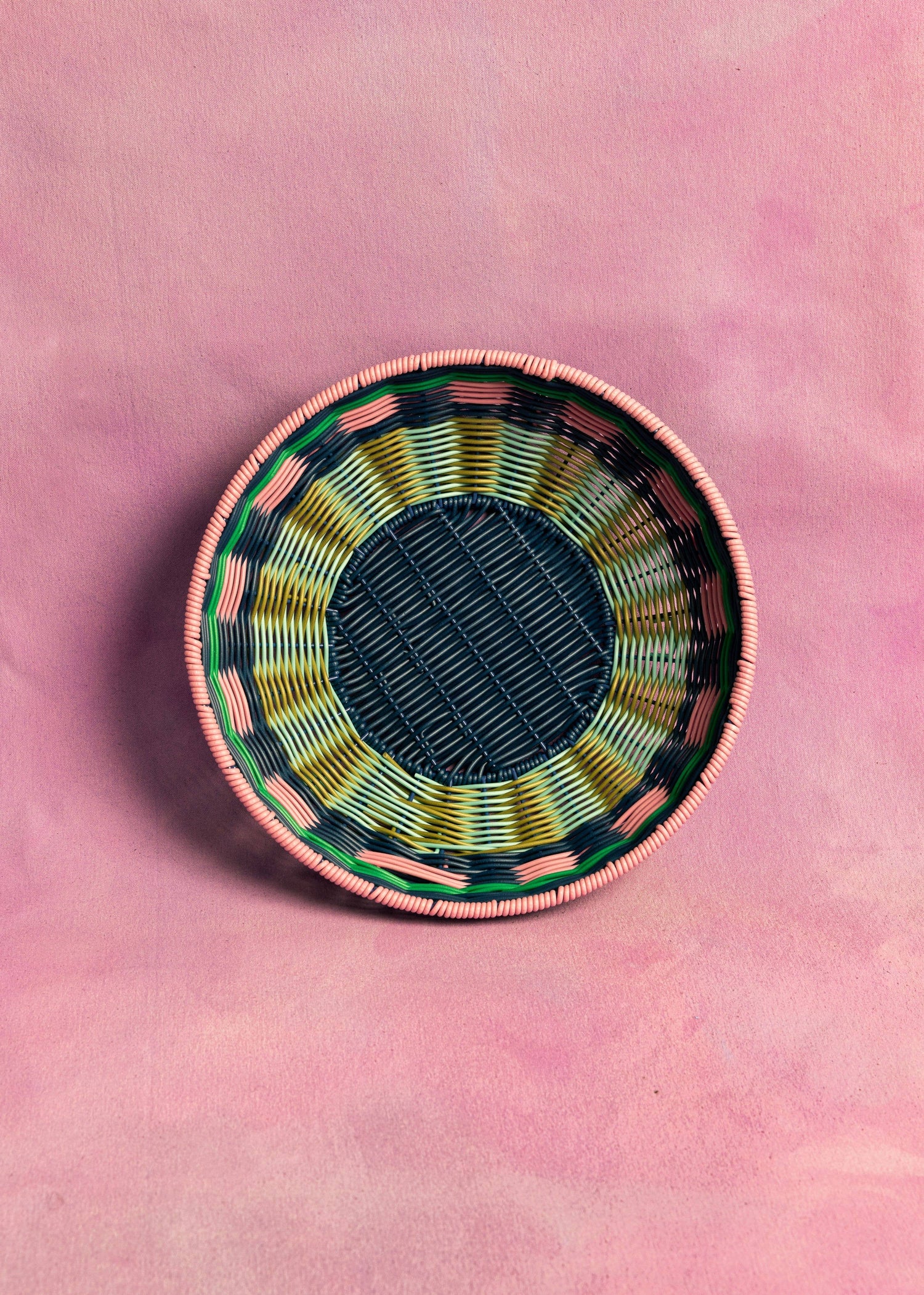 Maegen Woven Bowl - Pink/Navy