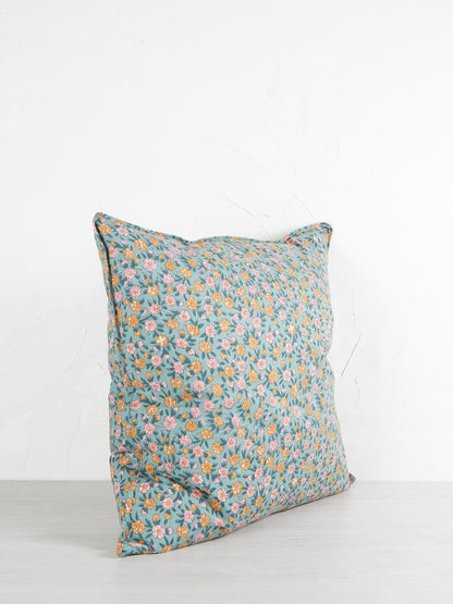 Dusty Green, Aqua, Honey &amp; Rose Printed Cushion