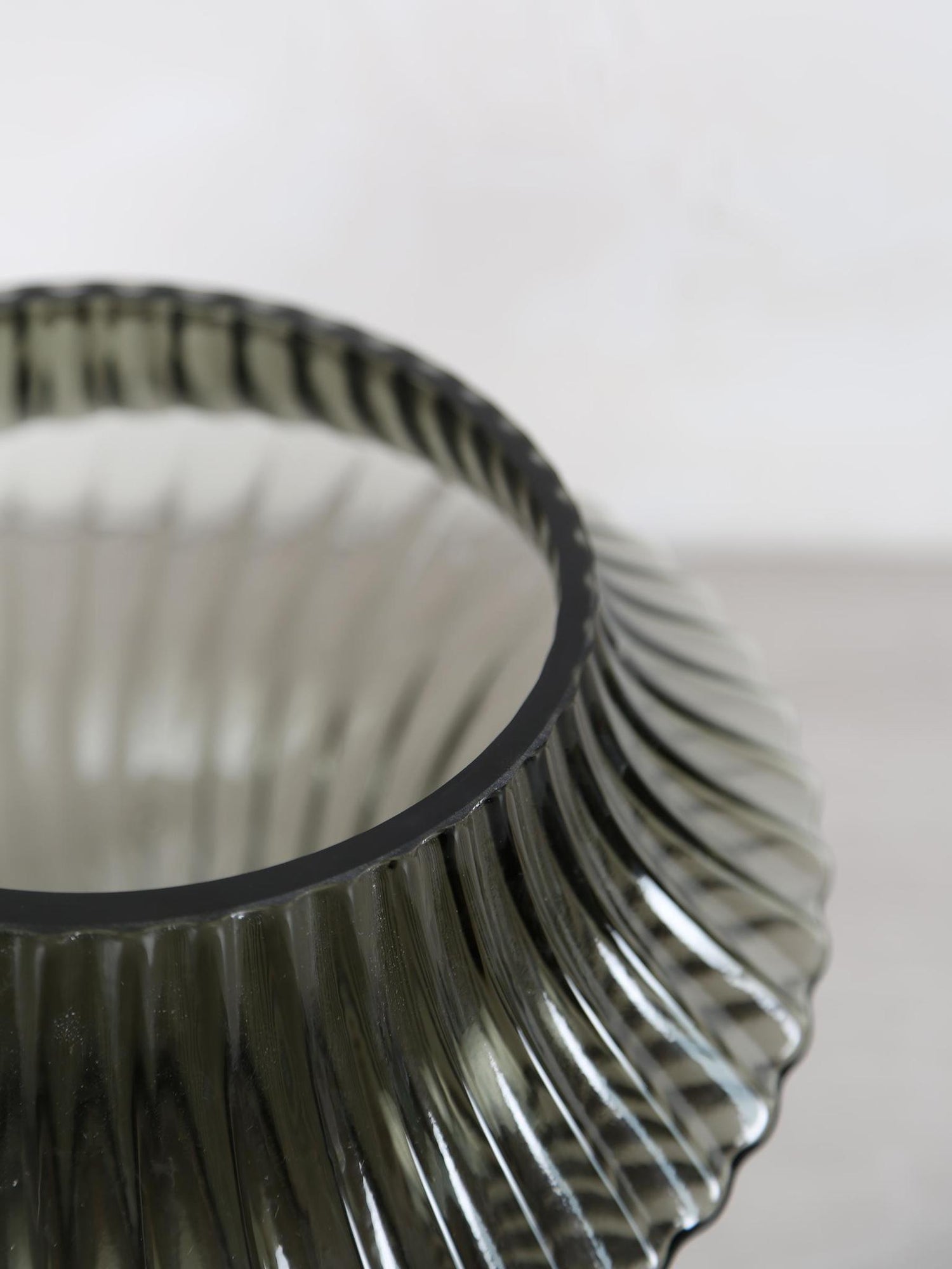 Suzi ribbed glass vase - storm grey