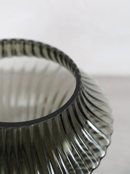 Suzi ribbed glass vase - storm grey