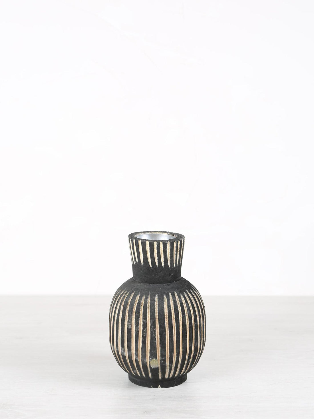 Jordhan Black Natural Wood Candleholder