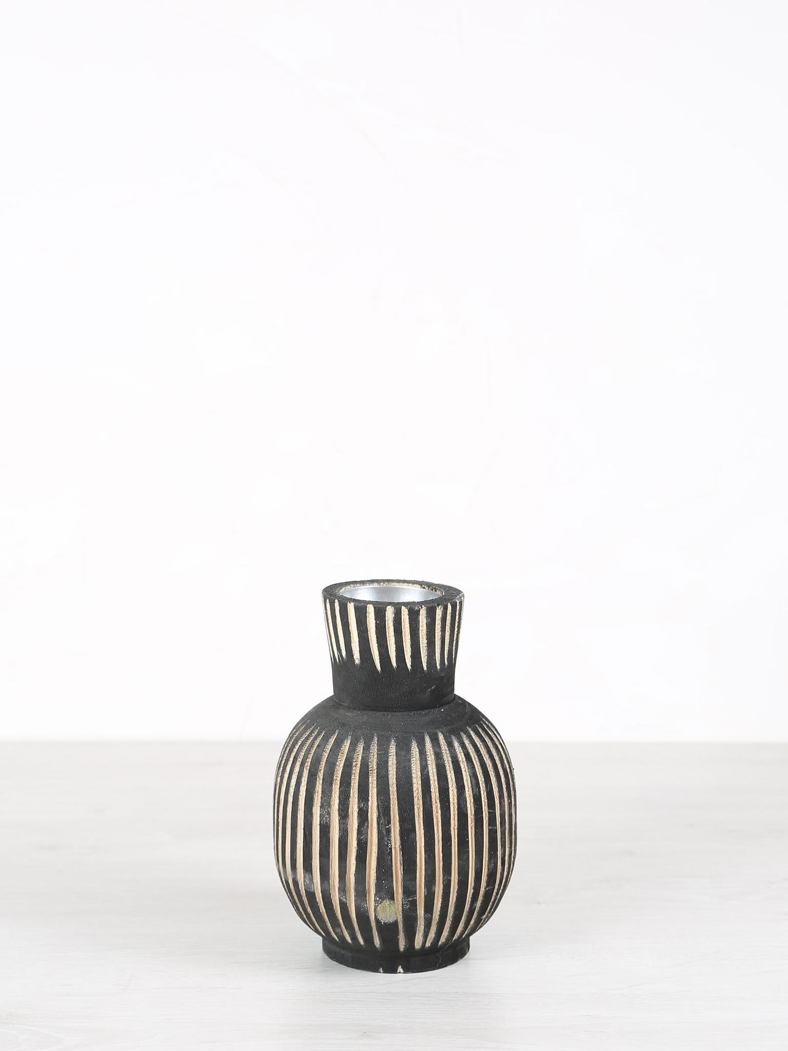 Jordhan Black Natural Wood Candleholder