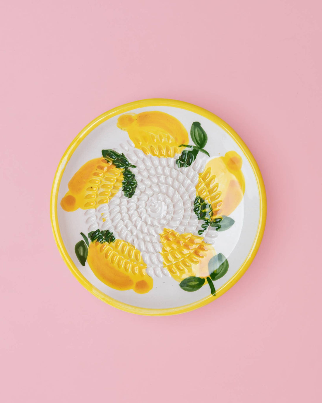 Ceramic Garlic Grater Plate - Small Yellow &amp; White - Lemon