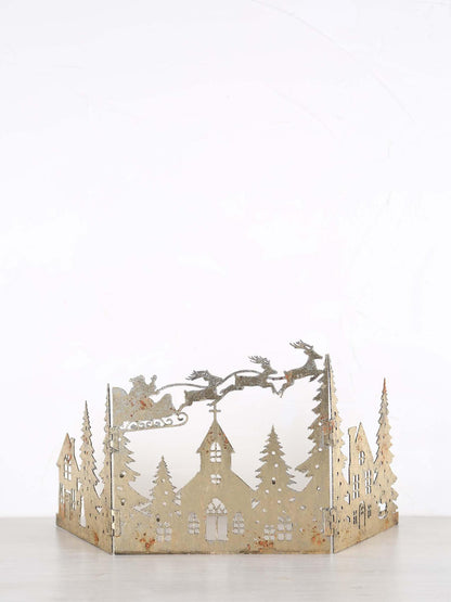 SANTA IN FLIGHT DECO Brass Ornament Stand