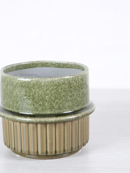 Shaunny Ceramic Round Pot - Green - 2 Sizes available