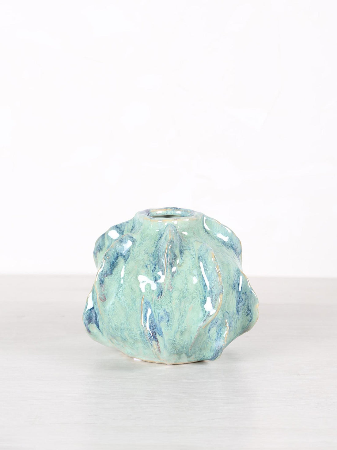 Amarrah Ceramic Irregular Vase - Petrol