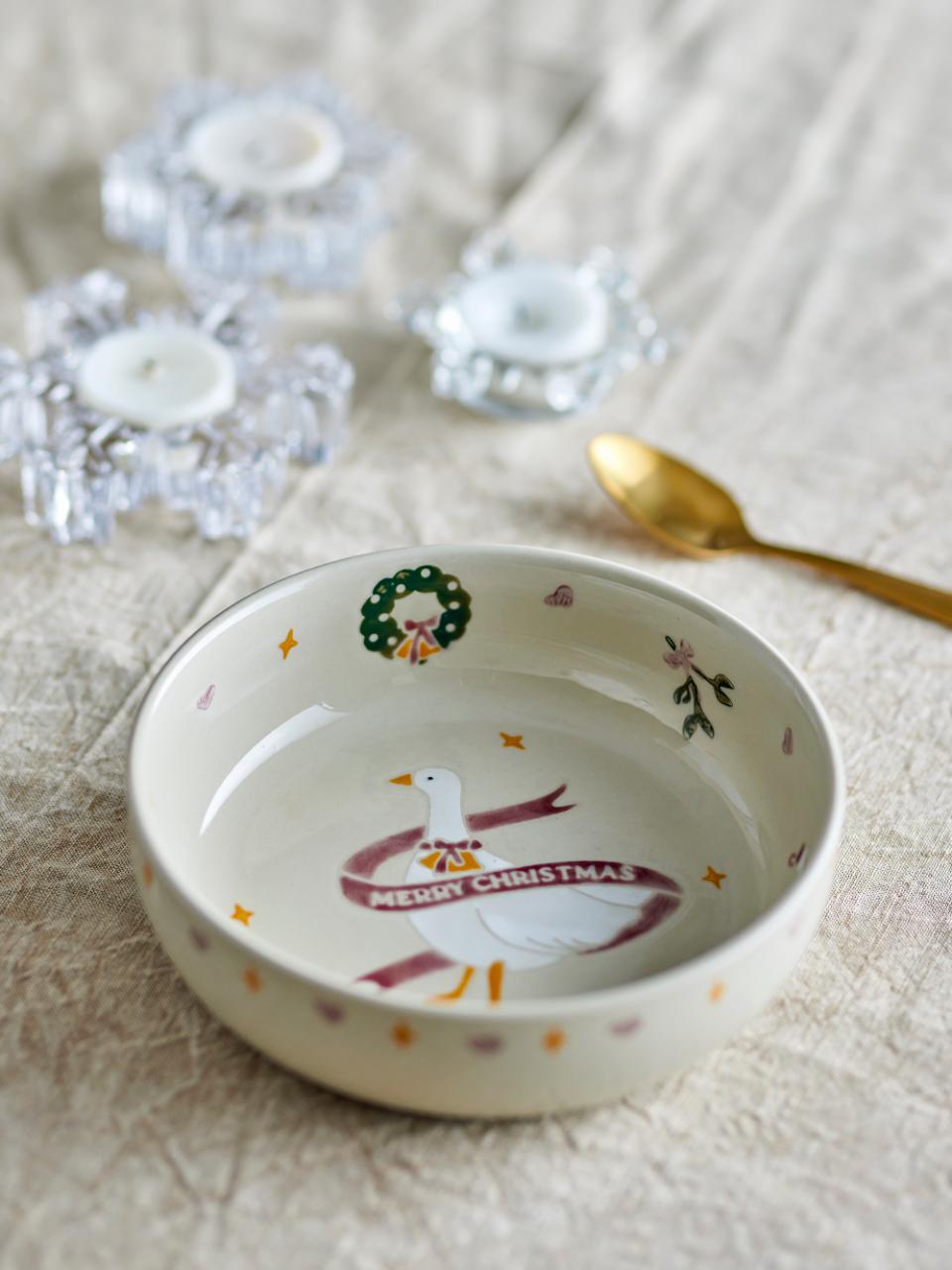 Bloomingville Mary Bowl, Red, with a charming Christmas goose, &