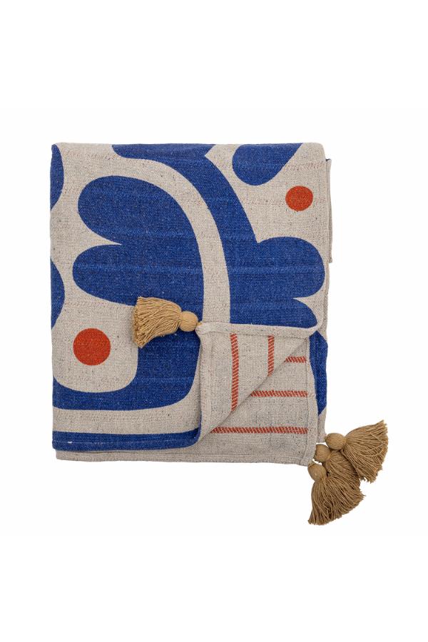 Eviaya Throw - Block Printed - Recycled Cotton - Burnt Orange, Beige