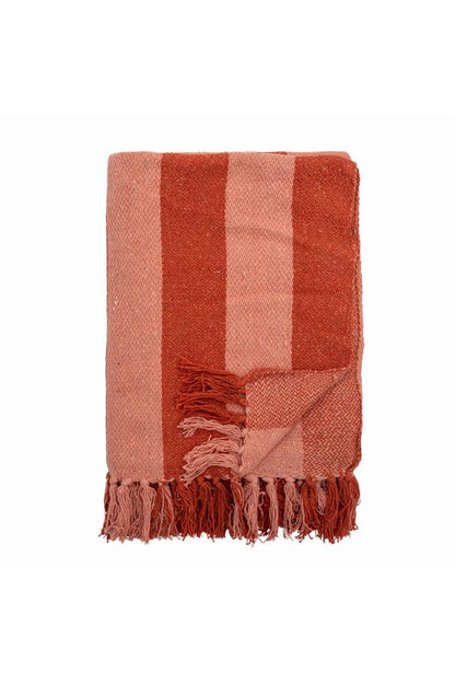 Frello Throw - Stripe Printed - Recycled Cotton - Sienna, Orange