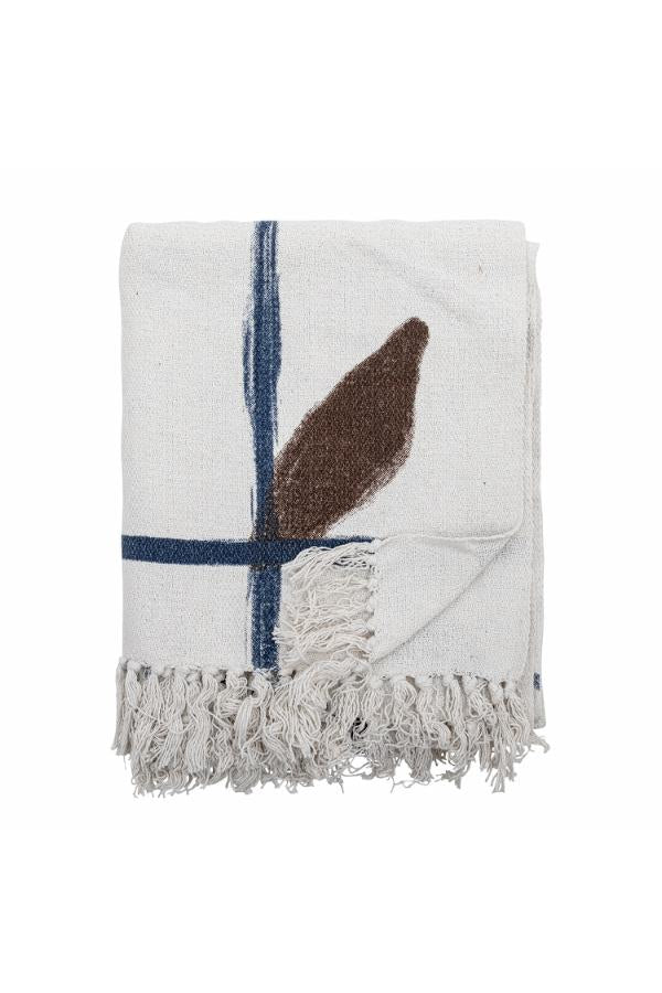 Imperia Throw - Stripe Printed - Recycled Cotton - Ambient Blue, Brown