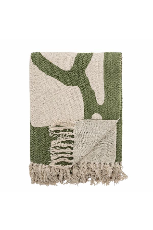 Dalmine Throw - Flowing Print - Recycled Cotton - Warm Green