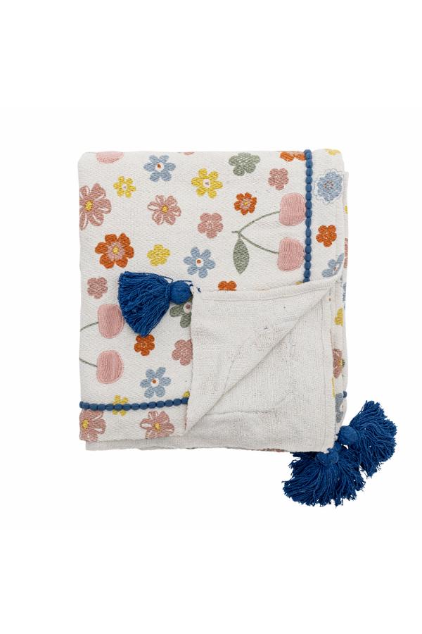 Cherry Throw - Floral Printed - Recycled Cotton - Pastel Tones