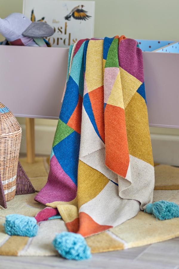 Corine Throw - Geometric Printed - Recycled Cotton - Bold Tones