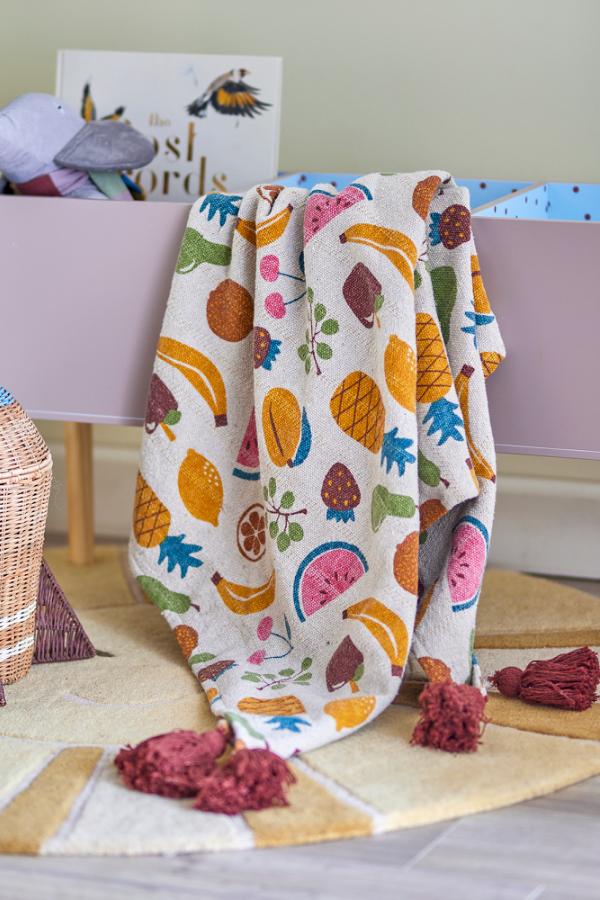 Fruttia Throw - Patterned - Recycled Cotton - Terracotta Tones
