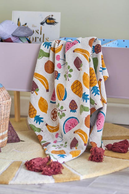 Fruttia Throw - Patterned - Recycled Cotton - Terracotta Tones
