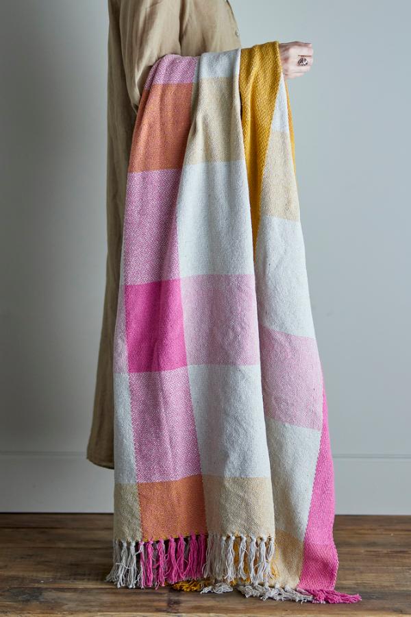 Hadley Throw  - Recycled Cotton - Bright Gingham