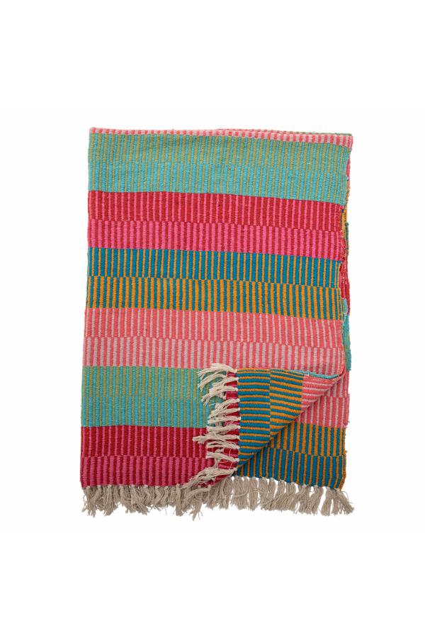 Isnel Throw  - Recycled Cotton - Striped Pinks, Blues