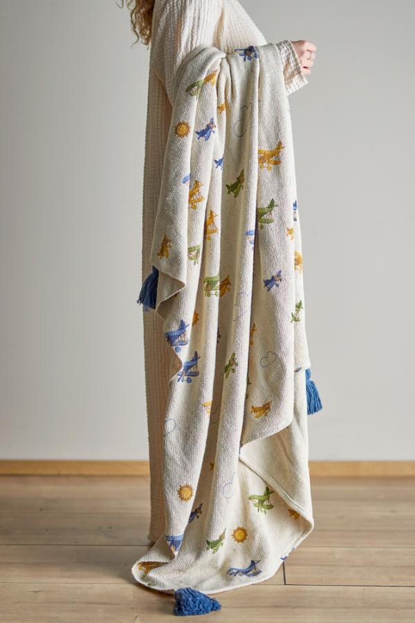 Aviation Throw  - Recycled Cotton - Soft Motifs