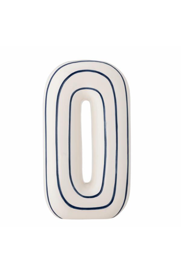 Mae Rounded Check Vase - Blue Lined - Ceramic