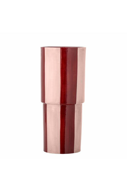 Floki Striped Ceramic Vase - Red, Rose
