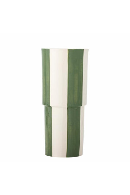Floki Striped Ceramic Vase - Green