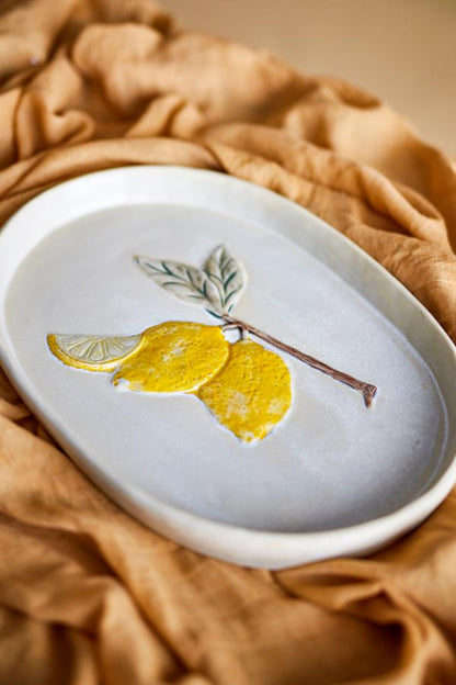 Hadden Serving Plate - Lemon - Stoneware