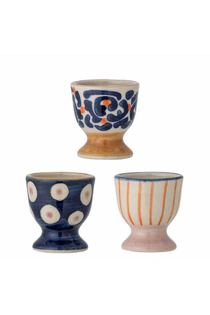 Eviaya Egg Cup - Patterned - 3 Patterns Available - Blue, Pink, ochre