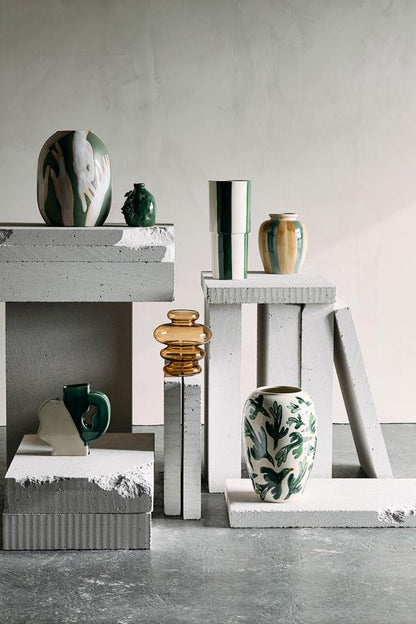 Rahima Round Vase -  Green Stripe