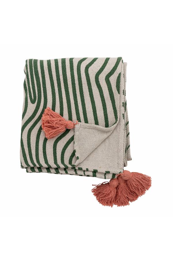 Woodsby Throw - Patterned - Recycled Cotton - Green Swirled