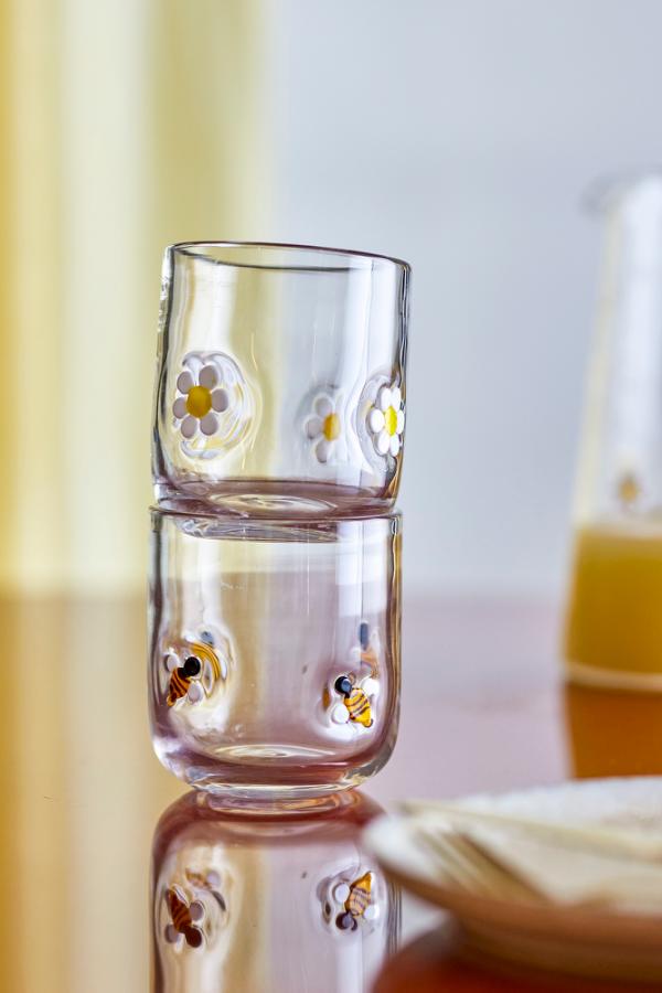Buzz Daisy Patterned Drinking Glass - 2 Designs Available