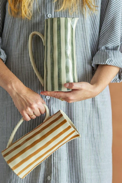 Begonia Striped Jug - Blue - Stoneware