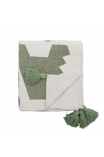 Memmo Geometric Lettering Recycled Cotton Throw - Multi