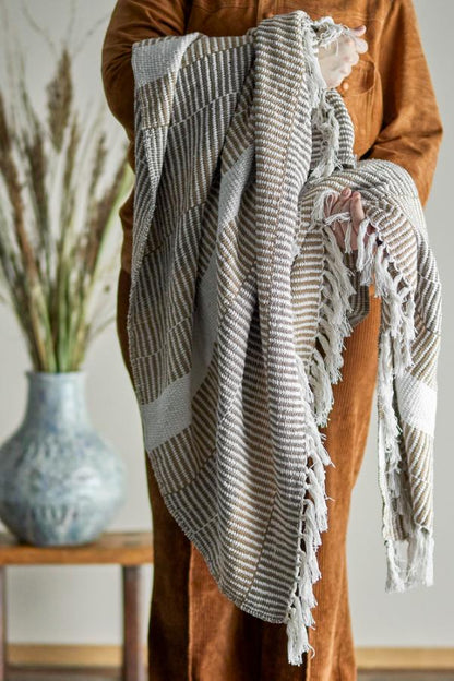 Isnel throw - Recycled Cotton - warm tones