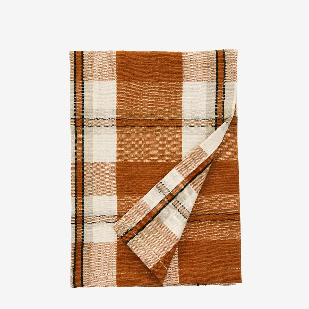 Checked Kitchen Tea Towel - Orange