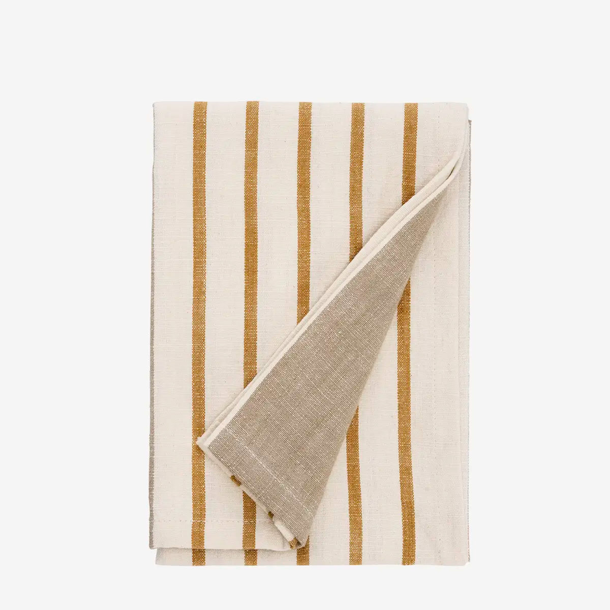Striped Kitchen Tea Towel - Orange, Off White