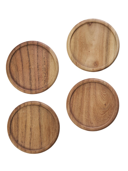 Natural Wooden Coasters - Set Of 4