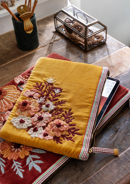 Embroidered Velvet Ipad Sleeve - 2 Colours Available