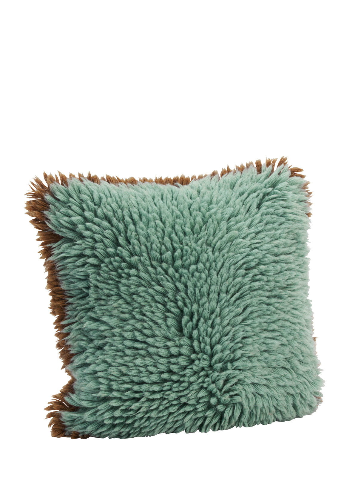 Natural Wool Cushion - Aqua, Caramel
