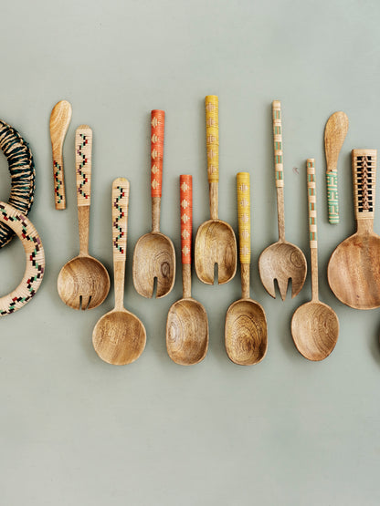 Wooden Salad Serving set - Artisan Bamboo Accents