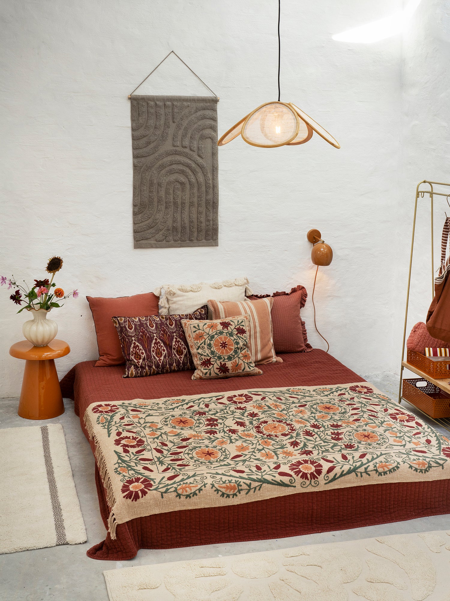 Rubie Ruffled Stripe Cotton Cushion - Maroon