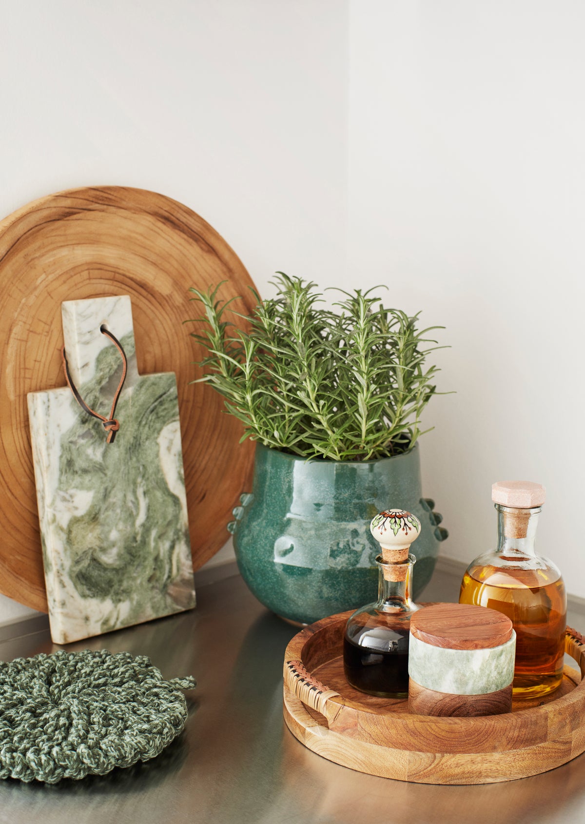 Natural Wooden Bowl - With Woven Bamboo