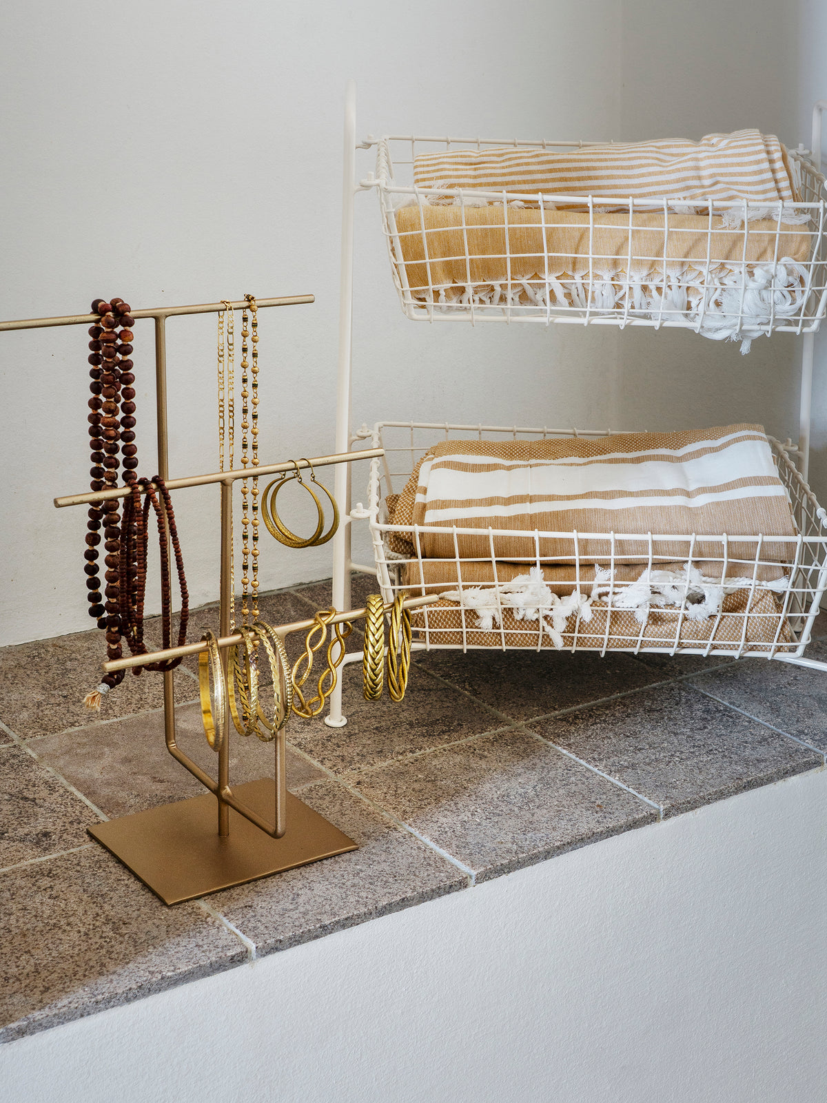 Tiered Forged Layered Jewellery Stand - Brass