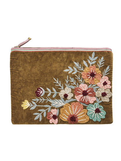 Embroidered velvet laptop sleeve - 2 Colours Available