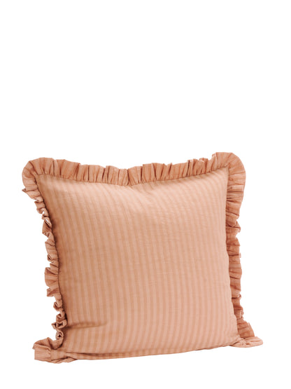 Rubie Ruffled Stripe Cotton Cushion - Peach Pink