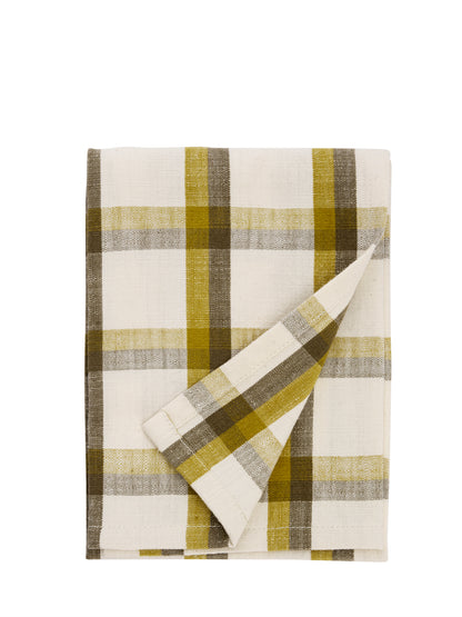 Checked Kitchen Tea Towel - Green Tones