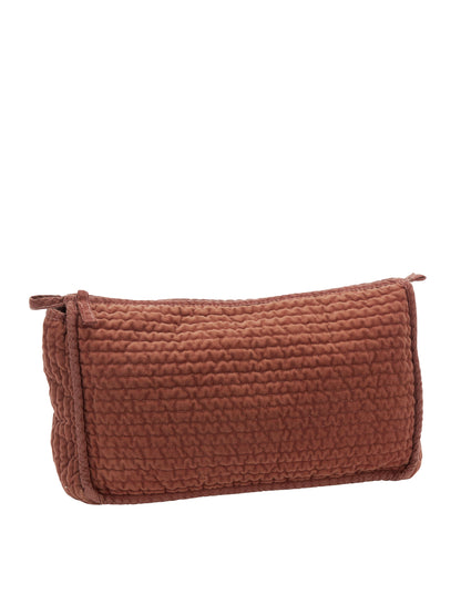 Velvet Quilted Cotton Washbag - Burgundy
