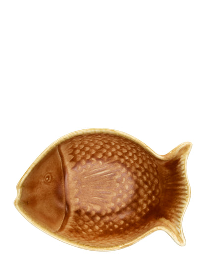 Decorative Fish Stoneware Bowl - Glazed Orange