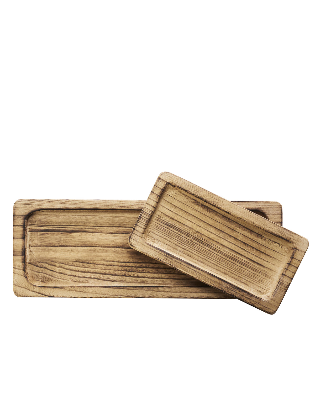 Natural Wooden Trays - Set Of 2