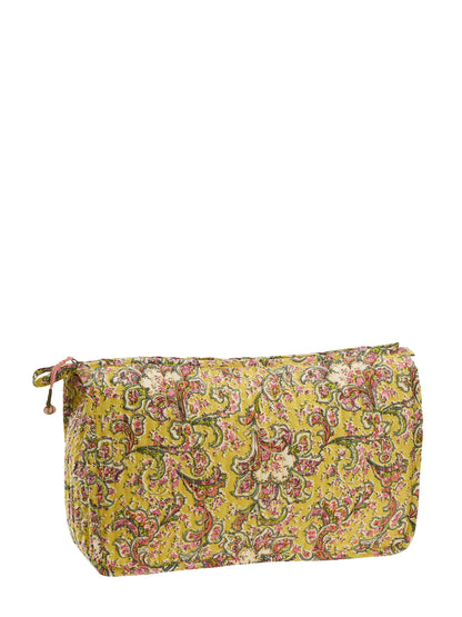 Paisley Quilted Cotton Washbag - Yellow, Pink, Green, Off White, Coral