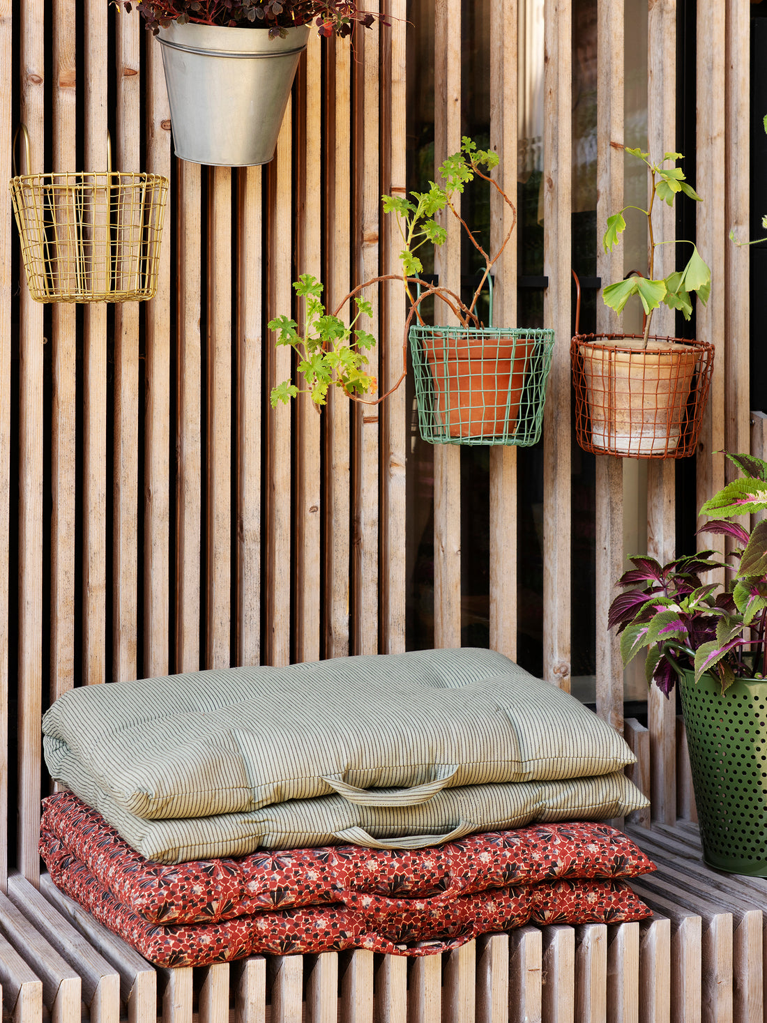 Printed Cotton Mattress - Off White, Green, Chestnut, Mustard